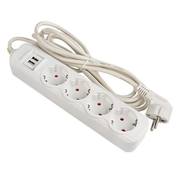 Удлинитель 4х5м 16А IP20 Эксперт 3.5кВт 2хUSB 2.1А ПВС 3х1 PROxima EKF UBA16-2USB-4-05i ТехноИмпульс
