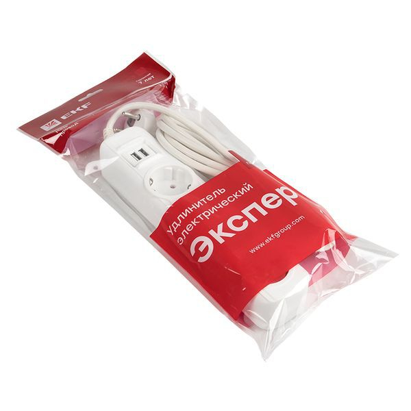 Удлинитель 4х5м 16А IP20 Эксперт 3.5кВт 2хUSB 2.1А ПВС 3х1 PROxima EKF UBA16-2USB-4-05i ТехноИмпульс