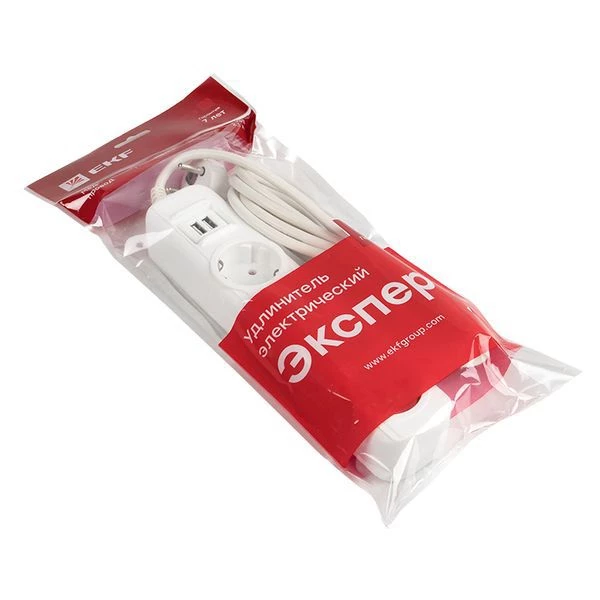 Удлинитель 4х5м 16А IP20 Эксперт 3.5кВт 2хUSB 2.1А ПВС 3х1 PROxima EKF UBA16-2USB-4-05i ТехноИмпульс