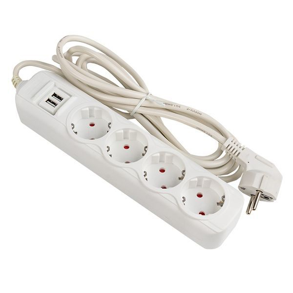 Удлинитель 4х5м 16А IP20 Эксперт 3.5кВт 2хUSB 2.1А ПВС 3х1 PROxima EKF UBA16-2USB-4-05i ТехноИмпульс