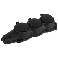 Колодка 3-м с заземл. 16A IP44 KX-3e-B-IP44 каучук. черн. Эра Б0068453 ТехноИмпульс