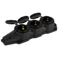 Колодка 3-м с заземл. 16A IP44 KX-3e-B-IP44 каучук. черн. Эра Б0068453 ТехноИмпульс