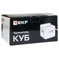 Удлинитель "Куб" 2х1.3м USB + 2Type C с быстрой зарядкой подставкой под телефон и ночником 1кв.мм EKF UBA-CUB-2-FC ТехноИмпульс