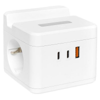 Удлинитель "Куб" 2х1.3м USB + 2Type C с быстрой зарядкой подставкой под телефон и ночником 1кв.мм EKF UBA-CUB-2-FC ТехноИмпульс