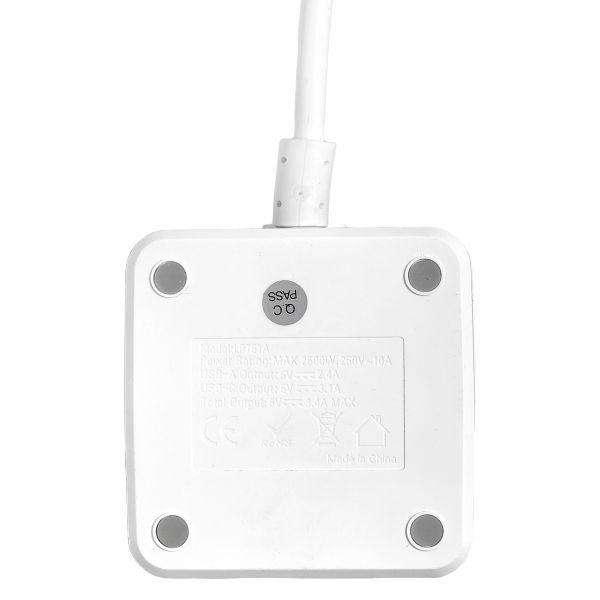 Удлинитель "Куб" 2х1.3м USB + 2Type C с быстрой зарядкой подставкой под телефон и ночником 1кв.мм EKF UBA-CUB-2-FC ТехноИмпульс