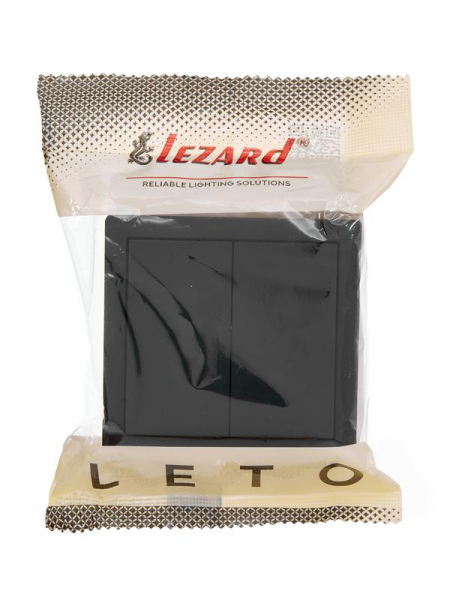 Выключатель 2-кл. ОП LETO черн. бархат LEZARD 752-4200-101 ТехноИмпульс