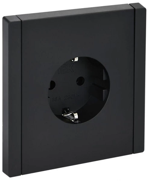 Розетка СП FORTE&PIANO FP114 16А с заземл. без защ. шторок безвинт. крепл. черн. IEK FP-R11-16-1-K02 ТехноИмпульс