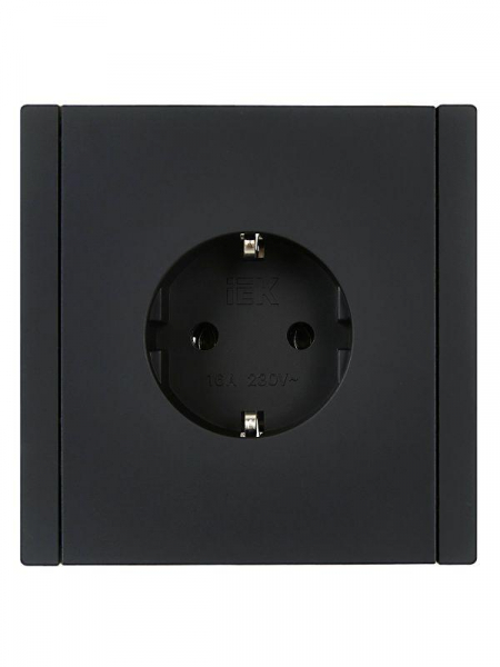 Розетка СП FORTE&PIANO FP114 16А с заземл. без защ. шторок безвинт. крепл. черн. IEK FP-R11-16-1-K02 ТехноИмпульс