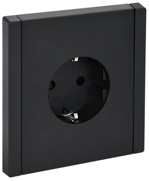 Розетка СП FORTE&PIANO FP113 16А с заземл. защ. шторки безвинт. крепл. черн. IEK FP-R14-16-1-K02 ТехноИмпульс