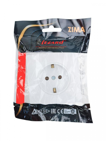 Розетка 1-мест. с/з ПБТ СП ZIMA безвинт. зажим бел. LEZARD 704-0288-122BQC ТехноИмпульс