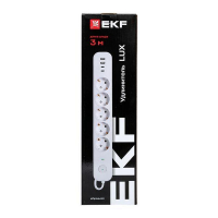 Удлинитель 5х3м IP20 2USB 2.4А+2type-C LUX 1.5кв.мм EKF UBA-LUX-503-TC ТехноИмпульс