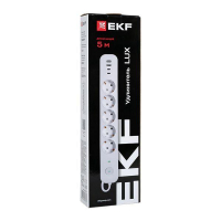 Удлинитель 5х5м IP20 2USB 2.4А+2type-C LUX 1.5кв.мм EKF UBA-LUX-505-TC ТехноИмпульс