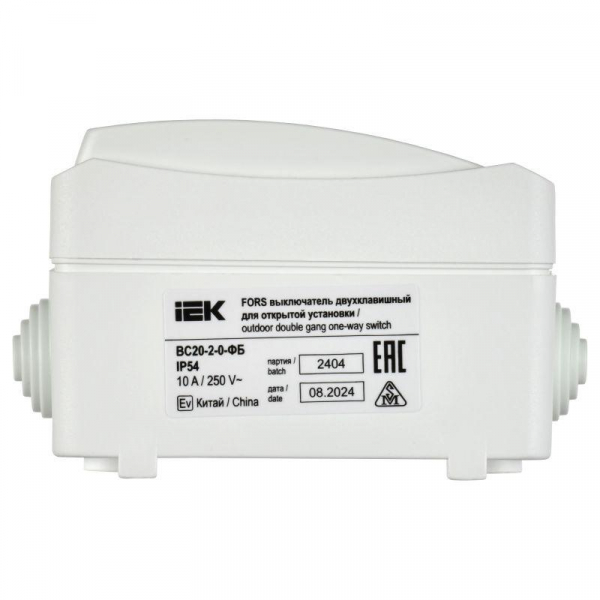 Выключатель 2-кл. ОП Форс IP54 ВС20-2-0-ФБ бел. IEK EVS20-K01-10-54-DC ТехноИмпульс