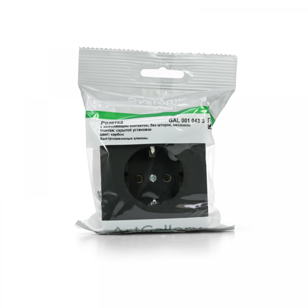 Розетка ArtGallery 16А с заземл. быстрозажим. клем. механизм карбон SE GAL001043S ТехноИмпульс