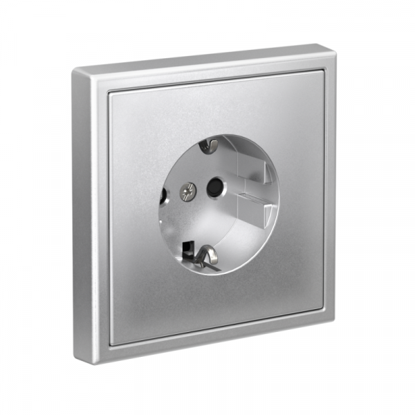 Розетка ArtGallery 16А с заземл. со шторками быстрозажим. клем. механизм алюм. SE GAL000345S ТехноИмпульс