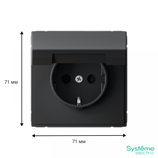 Розетка ArtGallery 16А IP20 с заземл. со шторками с крышкой быстрозажим. клем. механизм карбон SE GAL001046S ТехноИмпульс