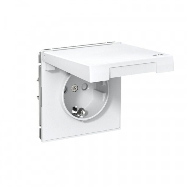 Розетка ArtGallery 16А IP44 с заземл. со шторками с крышкой быстрозажим. клем. механизм бел. SE GAL440146S ТехноИмпульс