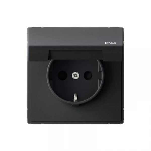 Розетка ArtGallery 16А IP44 с заземл. со шторками с крышкой быстрозажим. клем. механизм карбон SE GAL441046S ТехноИмпульс