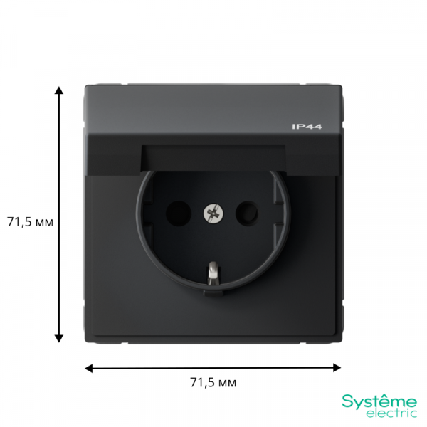 Розетка ArtGallery 16А IP44 с заземл. со шторками с крышкой быстрозажим. клем. механизм карбон SE GAL441046S ТехноИмпульс
