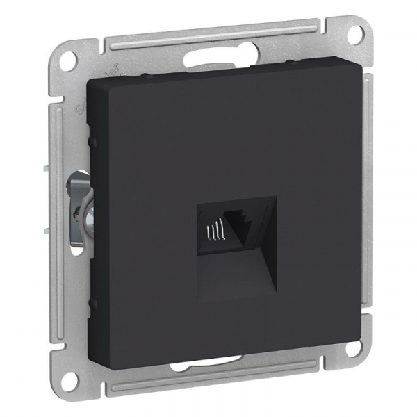 Розетка телефонная 1-м СП AtlasDesign RJ11 механизм карбон SE ATN001081 ТехноИмпульс