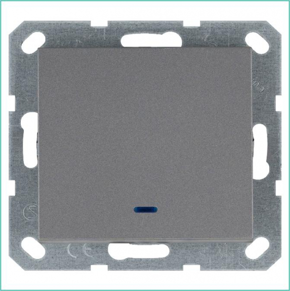 Выключатель 1-кл. 10А IP20 с подсветкой механизм алюм. Jasmart G3011NS ТехноИмпульс