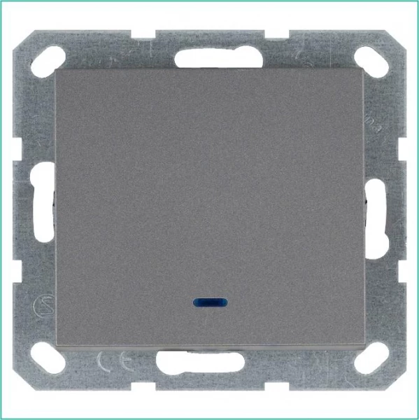 Выключатель 1-кл. 10А IP20 с подсветкой механизм алюм. Jasmart G3011NS ТехноИмпульс