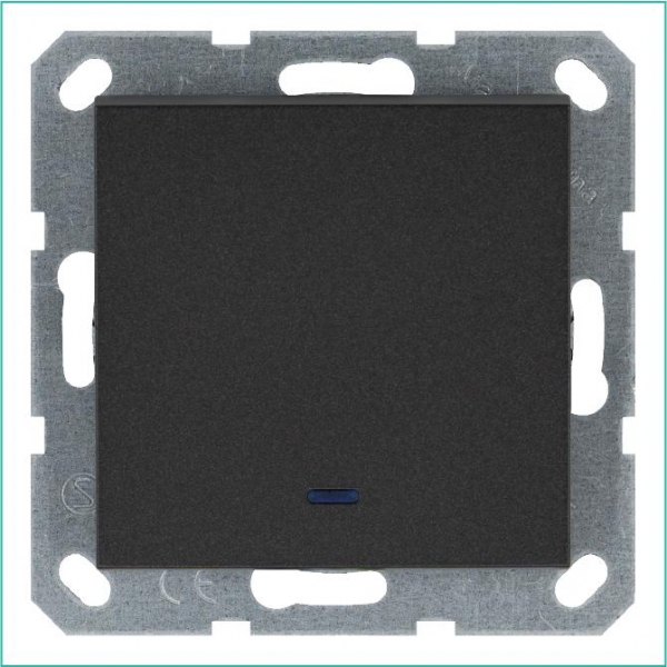 Выключатель 1-кл. 10А IP20 с подсветкой механизм антрацит Jasmart G3011NB ТехноИмпульс
