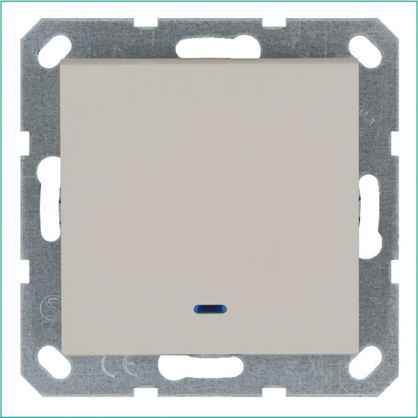 Выключатель 1-кл. 10А IP20 с подсветкой механизм тауп Jasmart G3011NT ТехноИмпульс