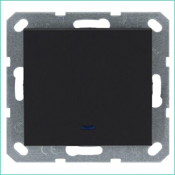 Выключатель 1-кл. 10А IP20 с подсветкой механизм черн. матовый soft touch Jasmart G3011NPB ТехноИмпульс