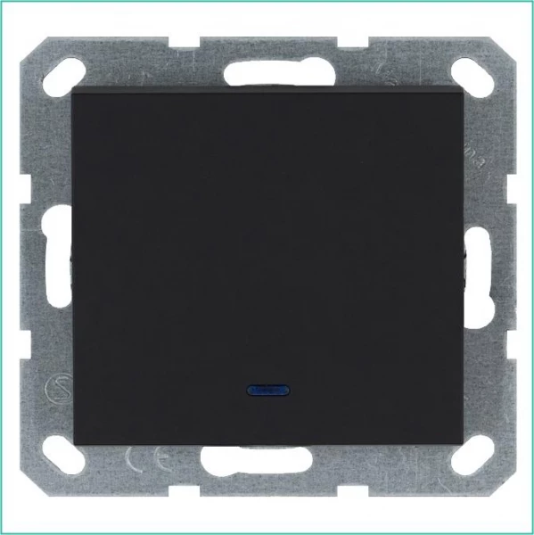 Выключатель 1-кл. 10А IP20 с подсветкой механизм черн. матовый soft touch Jasmart G3011NPB ТехноИмпульс