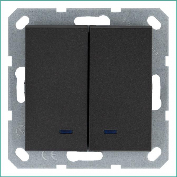 Выключатель 2-кл. 10А IP20 с подсветкой механизм антрацит Jasmart G3023NB ТехноИмпульс