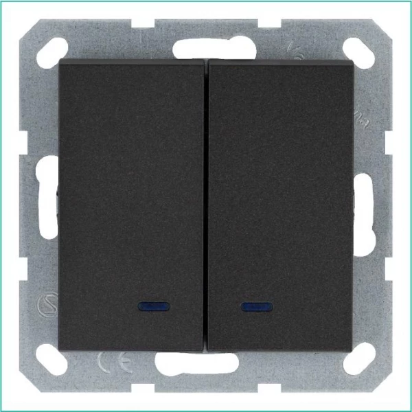 Выключатель 2-кл. 10А IP20 с подсветкой механизм антрацит Jasmart G3023NB ТехноИмпульс