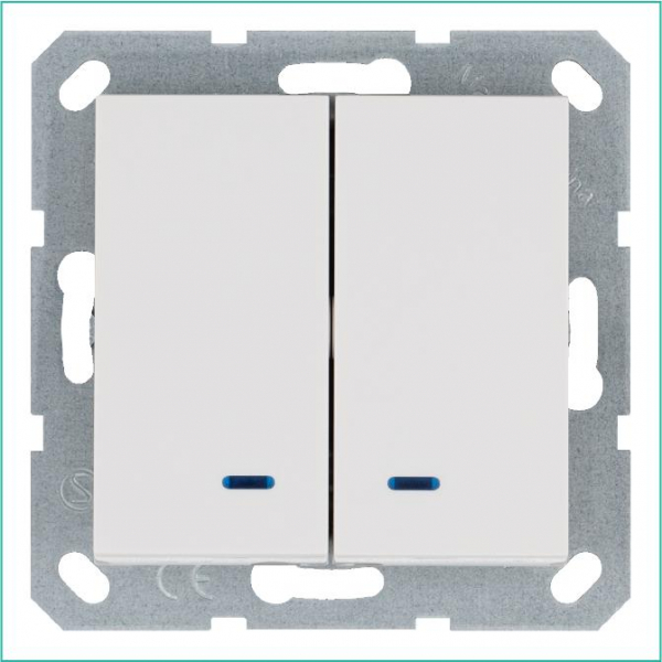 Выключатель 2-кл. 10А IP20 с подсветкой механизм бел. глянцевый Jasmart G3023NW ТехноИмпульс