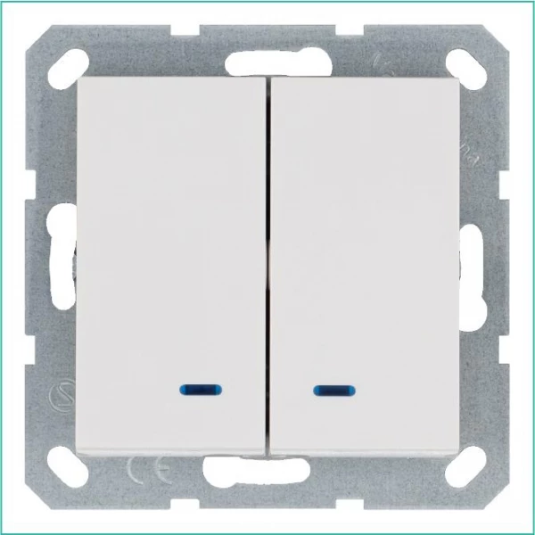 Выключатель 2-кл. 10А IP20 с подсветкой механизм бел. глянцевый Jasmart G3023NW ТехноИмпульс