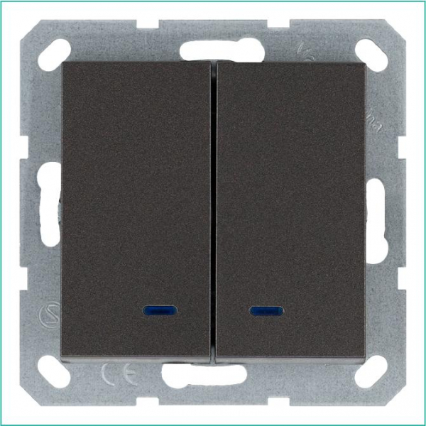 Выключатель 2-кл. 10А IP20 с подсветкой механизм мокко Jasmart G3023NZ ТехноИмпульс
