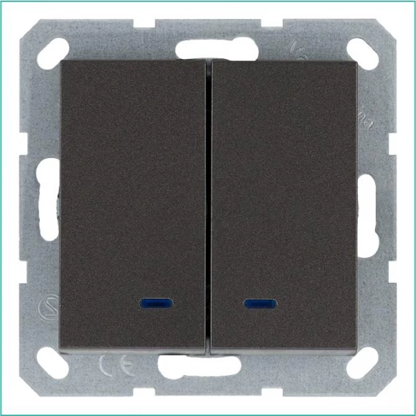 Выключатель 2-кл. 10А IP20 с подсветкой механизм мокко Jasmart G3023NZ ТехноИмпульс