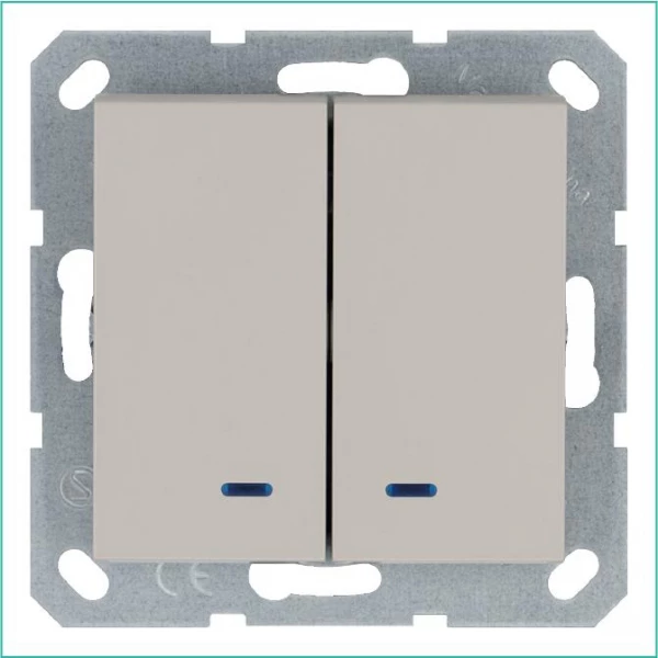 Выключатель 2-кл. 10А IP20 с подсветкой механизм тауп Jasmart G3023NT ТехноИмпульс