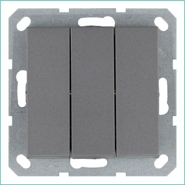 Выключатель 3-кл. 10А IP20 механизм алюм. Jasmart G3031S ТехноИмпульс