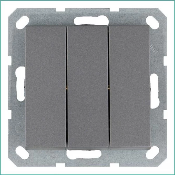 Выключатель 3-кл. 10А IP20 механизм алюм. Jasmart G3031S ТехноИмпульс