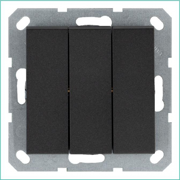 Выключатель 3-кл. 10А IP20 механизм антрацит Jasmart G3031B ТехноИмпульс