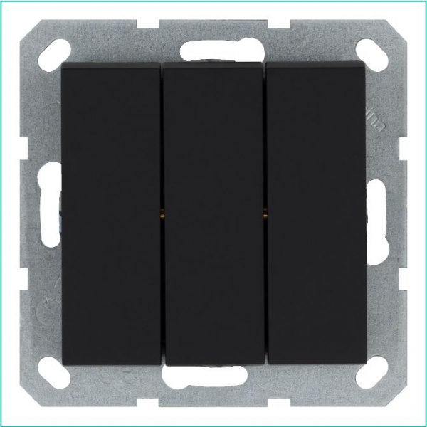 Выключатель 3-кл. 10А IP20 механизм черн. матовый soft touch Jasmart G3031PB ТехноИмпульс