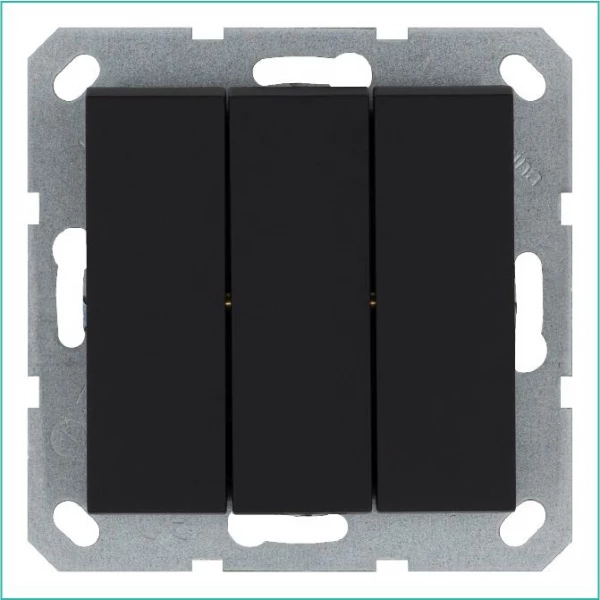 Выключатель 3-кл. 10А IP20 механизм черн. матовый soft touch Jasmart G3031PB ТехноИмпульс