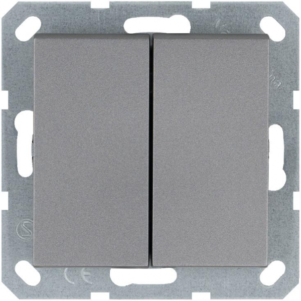 Кнопка 2-кл. 10А IP20 с переключающим контактом механизм алюм. Jasmart G3020S ТехноИмпульс