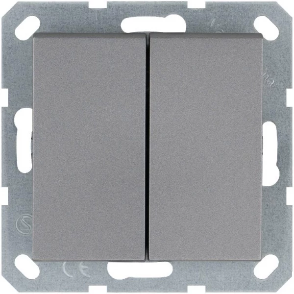 Кнопка 2-кл. 10А IP20 с переключающим контактом механизм алюм. Jasmart G3020S ТехноИмпульс