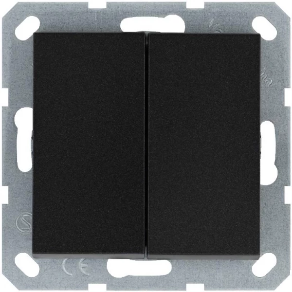 Кнопка 2-кл. 10А IP20 с переключающим контактом механизм антрацит Jasmart G3020B ТехноИмпульс