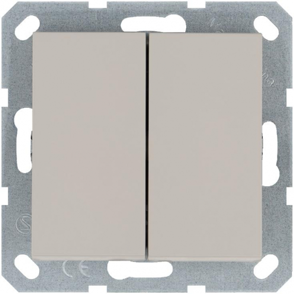 Кнопка 2-кл. 10А IP20 с переключающим контактом механизм тауп Jasmart G3020T ТехноИмпульс