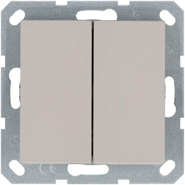 Кнопка 2-кл. 10А IP20 с переключающим контактом механизм тауп Jasmart G3020T ТехноИмпульс