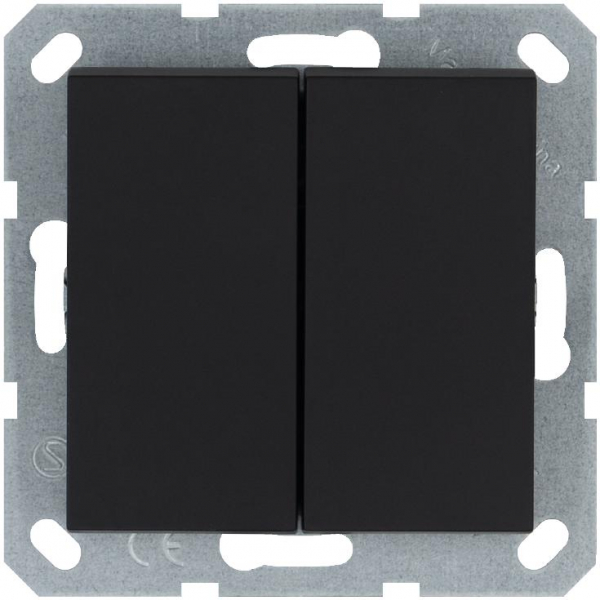 Кнопка 2-кл. 10А IP20 с переключающим контактом механизм черн. матов. soft touch Jasmart G3020PB ТехноИмпульс