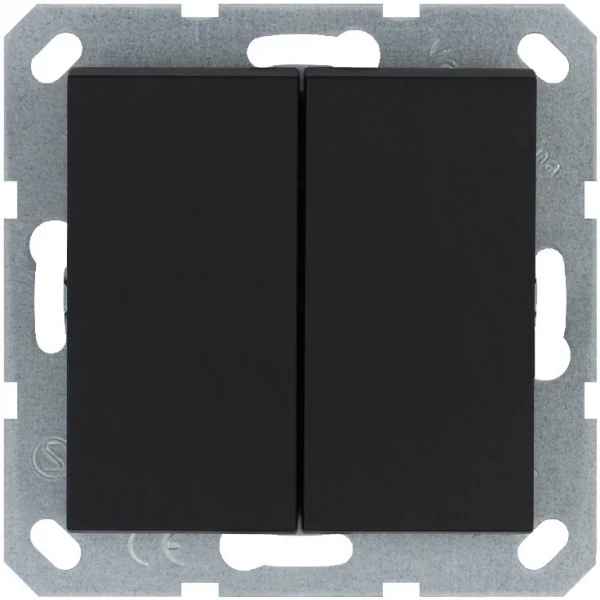 Кнопка 2-кл. 10А IP20 с переключающим контактом механизм черн. матов. soft touch Jasmart G3020PB ТехноИмпульс