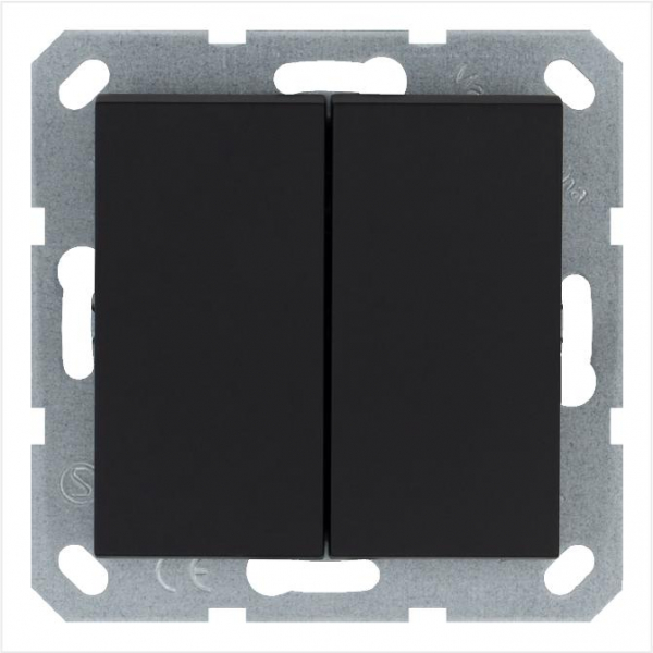 Переключатель перекрестный 2-кл. 10А IP20 механизм черн. матов. soft touch Jasmart G3014PB ТехноИмпульс